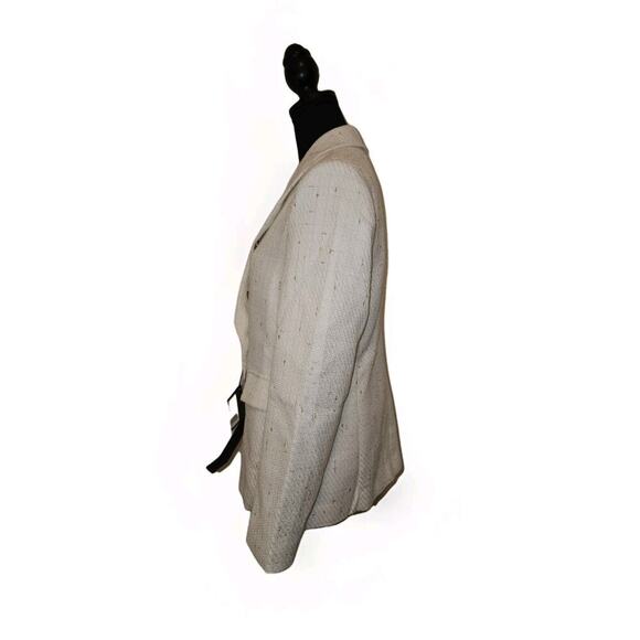 NWT! Mina Self Tweed Blazer Jacket Ivory Double Breasted Pockets Size L - Picture 4 of 12